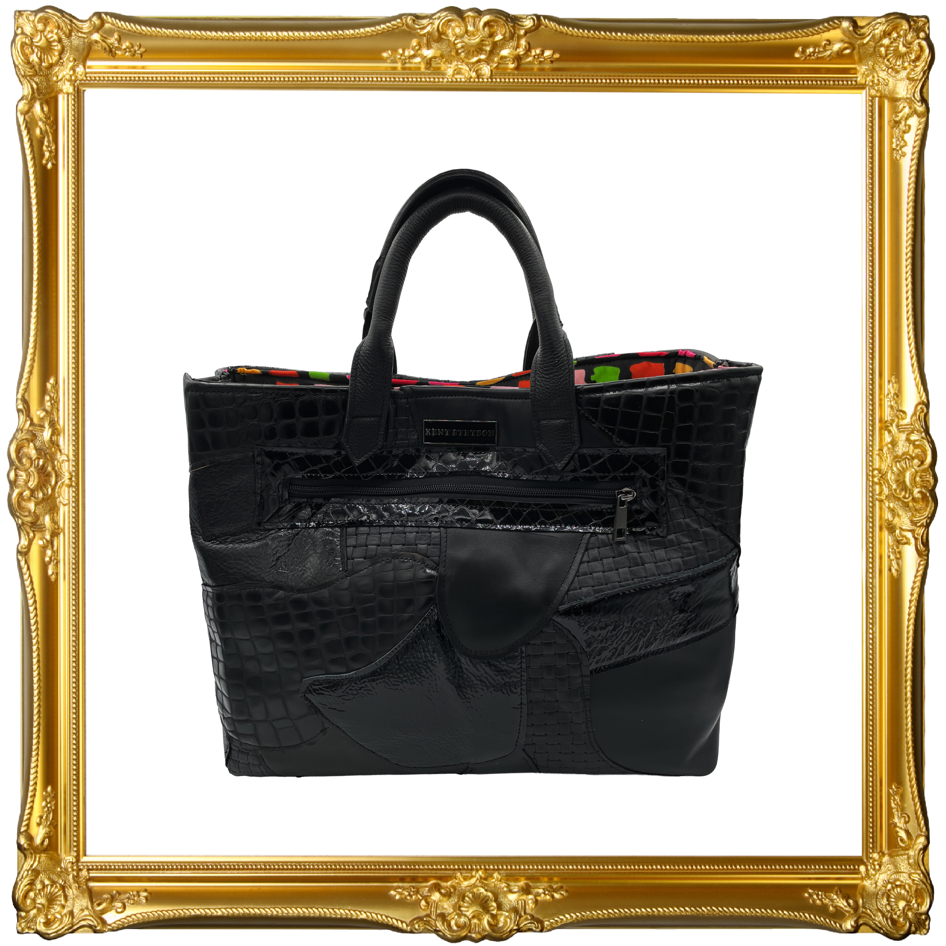 Large Black Patchwork Everyday Tote