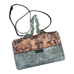 Mixed Media Leather Chain Top Handle Small Tote