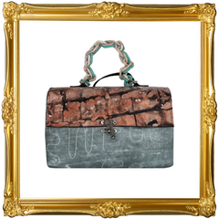 Mixed Media Leather Chain Top Handle Small Tote