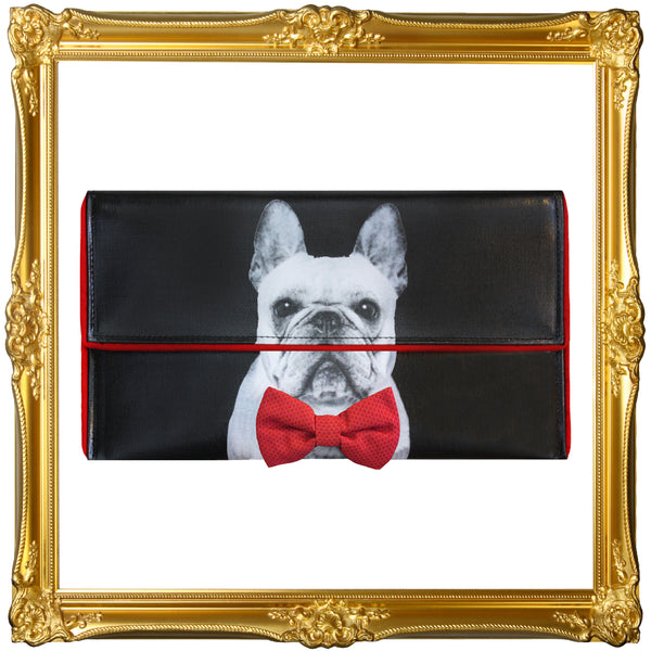 Kent Stetson Purse envelope French good Bulldog with a Bow