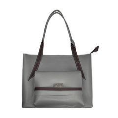 Everyday Color Block Tote Gray & Brown