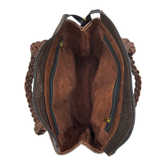 Chocolate Braided Leather Everyday Tote