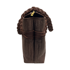 Chocolate Braided Leather Everyday Tote