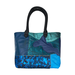 Large Blue Patchwork Tote