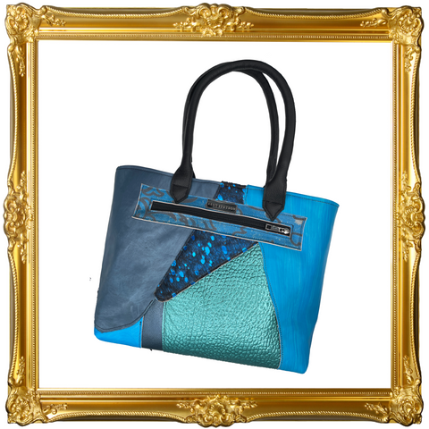 Large Blue Patchwork Tote