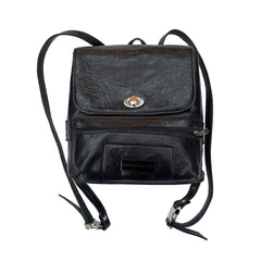 Black Crackle Patent Leather Small Backpack