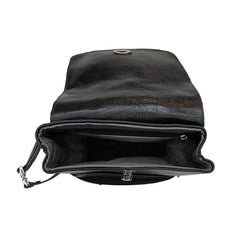 Black Crackle Patent Leather Small Backpack