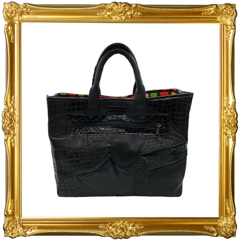 Large Black Patchwork Everyday Tote