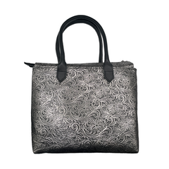 Metallic Pewter Embossed Large Tote