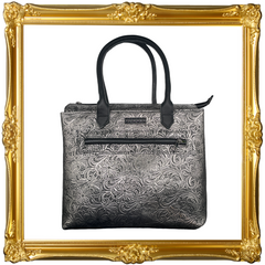 Metallic Pewter Embossed Large Tote