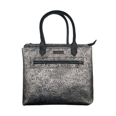 Metallic Pewter Embossed Large Tote