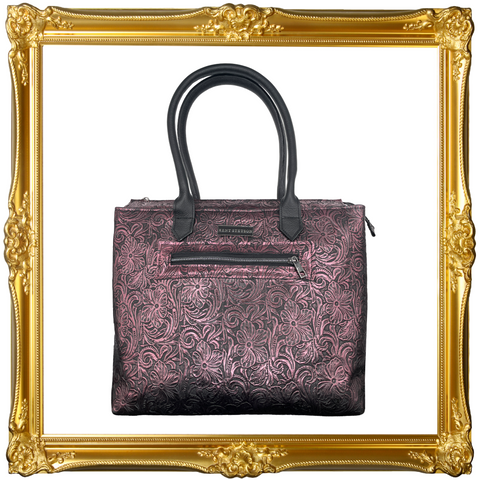 Metallic Plum Embossed Large Tote