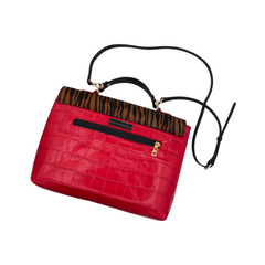 Mixed Media Animal Print Top Handle Satchel