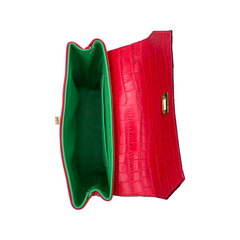 Mixed Media Animal Print Top Handle Satchel