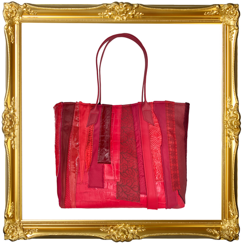 Large Red Patchwork Tote