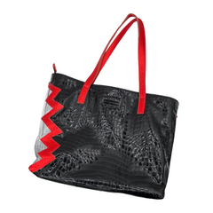 Croco Shark Bite Mixed Media Tote
