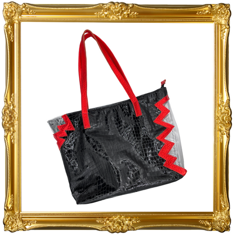 Croco Shark Bite Mixed Media Tote