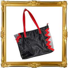 Croco Shark Bite Mixed Media Tote